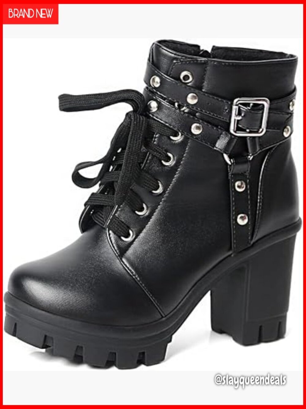 Chunky Platform Ankle Boots with Buckle Design and Zipper